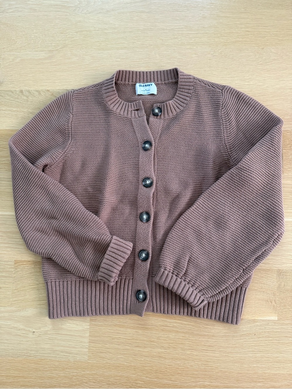 Old Navy Women's Mauve Crewneck Button Cardigan